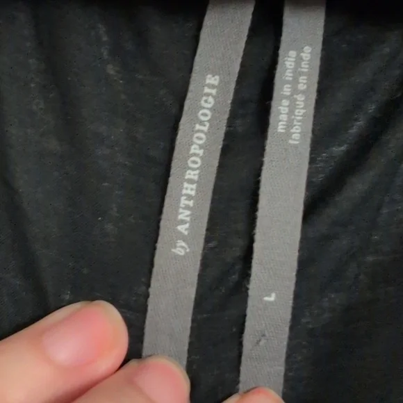 Anthropologie {LAST CHANCE!} 100% Cotton Black Ruffled Cap Sleeve Blouse - Picture 6 of 8